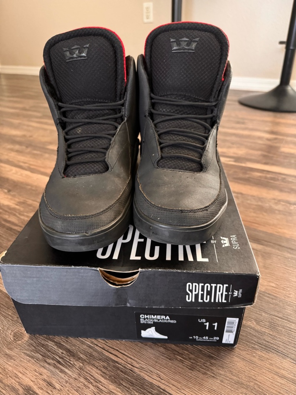 Supra Chimera Black with Red Accent Men’s Sneakers